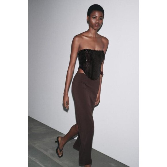 ZARA CONTRAST SEQUIN CUT-OUT DRESS - Picture 6 of 9